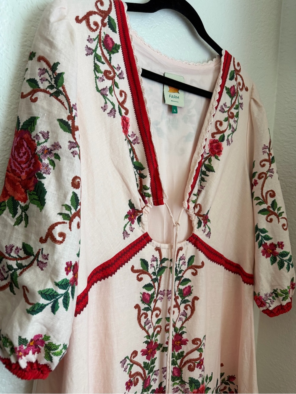FARM RIO Floral Embroidered Linen Viscose Maxi Dress NWOT size XL - Picture 6 of 15